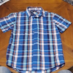 Basic Editions Vibrant Blue and Orange Kids Button Down Shirt